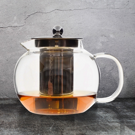 沏茶可直火玻璃濾泡茶壺-950ml-圓形-1支