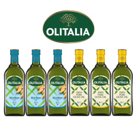 【Olitalia奧利塔】玄米油1000mlx3瓶＋純橄欖油1000mlx3瓶