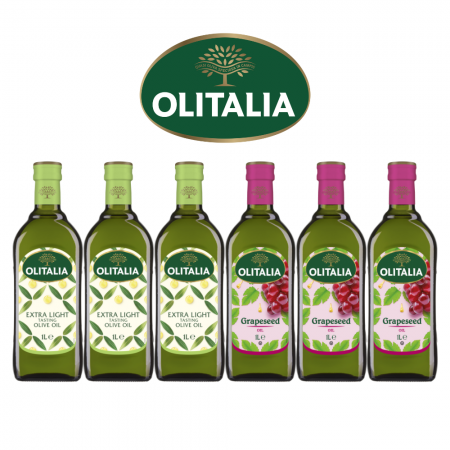 【Olitalia奧利塔】精緻橄欖油1000mlx3瓶＋葡萄籽油1000mlx3瓶  （限時下殺）