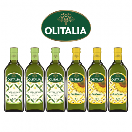 【Olitalia奧利塔】精緻橄欖油1000mlx3瓶＋頂級葵花油1000mlx3瓶  （限時下殺）