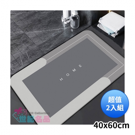 DOLEE 硅藻土吸水地墊40x60cm（顏色隨機出貨） ZA52 超值2入組
