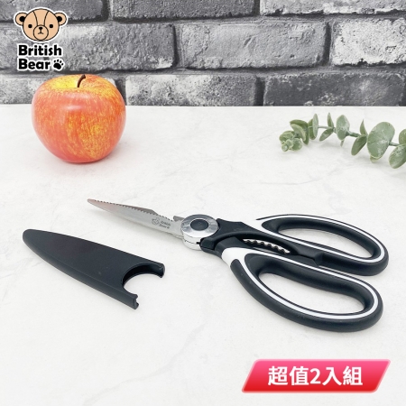 英國熊 多用不鏽鋼剪刀附刀套（盒） K-E099 超值2入組