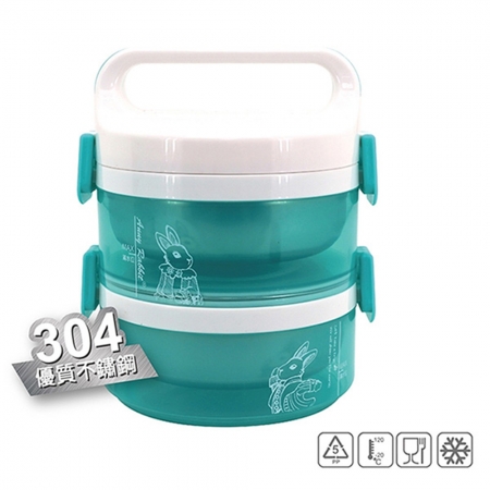 安妮兔 內膽304透明不鏽鋼雙層便當盒（700ml＋700ml） UP-D32