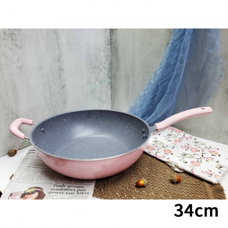 三箭牌 大理石不沾34CM深型炒鍋（加底） MIY-134