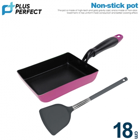 理想PERFECT 品味日式不沾玉子燒鍋 18cm無蓋（附矽膠煎匙） IKH_20218 台灣製