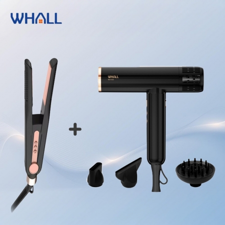 【美髮組合】WHALL專業負離子吹風機 WD-1000＋ 3D氣流循環直髮夾 WS-101