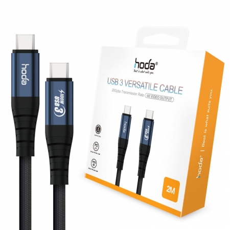 HODA 100W 5A USB3【USB-C to C】2M 快速充電編織線材 Type-C 傳輸線 充電線（HODA-28601）