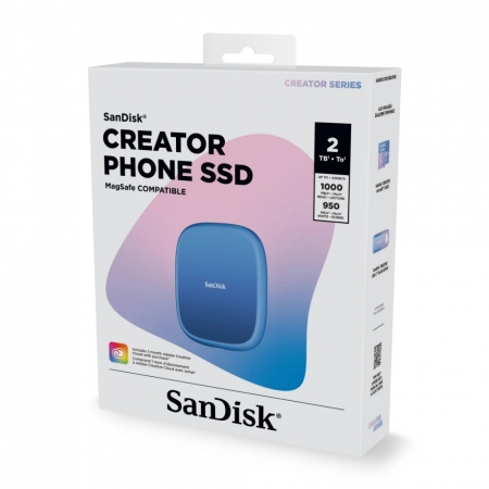 SanDisk 2TB Creator Phone 可攜帶 固態式 SSD硬碟 公司貨 MagSafe相容（SD-SSDE62C-2TB）