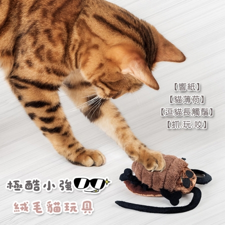 Fetch 極酷小強 M號 響紙＋貓薄荷 絨毛貓玩具