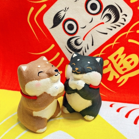 【龍虎堂】京都手作和紙擺飾-請願微笑柴犬（棕色/黑色） 限時85折/售價已是折扣價