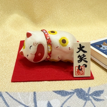 【龍虎堂】京都手作和紙擺飾-大笑貓（寢）-太陽花 限時85折/售價已是折扣價