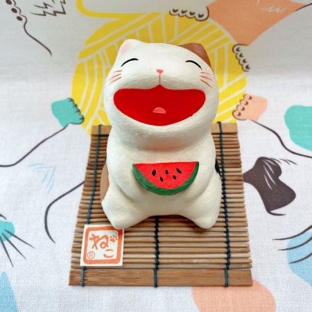 【龍虎堂】京都手作和紙擺飾-大笑貓（大）-西瓜  限時85折/售價已是折扣價