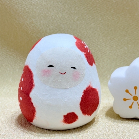 【龍虎堂】京都手作和紙擺飾-梅花達摩（小）-白 限時85折/售價已是折扣價
