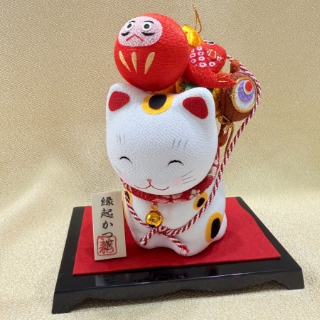 【龍虎堂】京都手作縮緬擺飾-好運連連招財貓 限時85折/售價已是折扣價