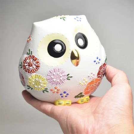 【九谷燒】手作貓頭鷹4號花盛  限時77折/售價已是折扣價
