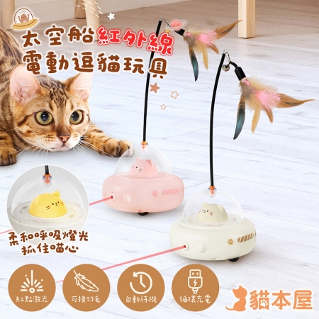 貓本屋 太空船紅外線 電動逗貓玩具