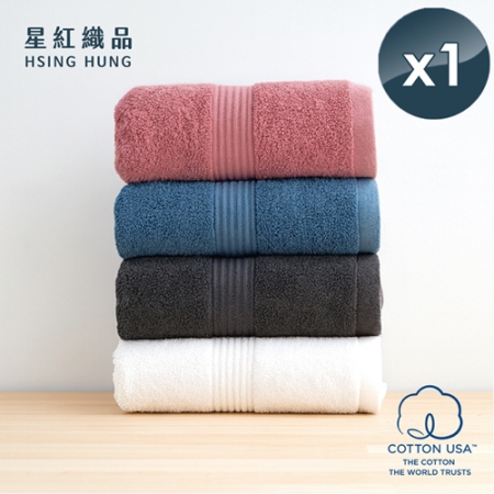 【星紅織品】台灣製100%美國棉歐風極緻厚感重磅飯店浴巾（4色任選）x1入