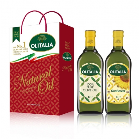 Olitalia 奧利塔 PURE純橄欖油1000ml＋葵花油1000ml禮盒組