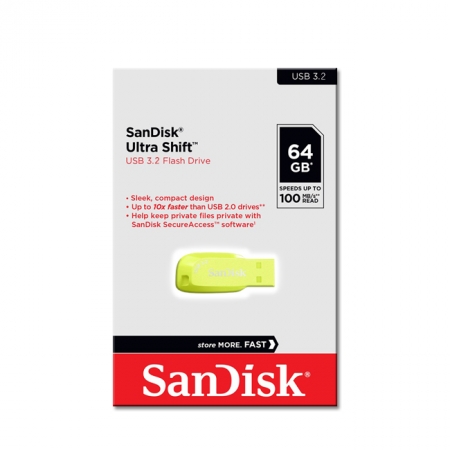 SanDisk CZ410 Ultra Shift 64GB USB 3.2 隨身碟 螢火黃（SD-CZ410-EP-64G）