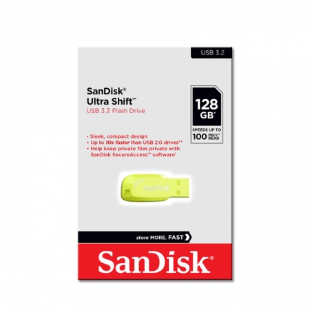 SanDisk CZ410 Ultra Shift 128GB USB 3.2 隨身碟 螢火黃（SD-CZ410-EP-128G）