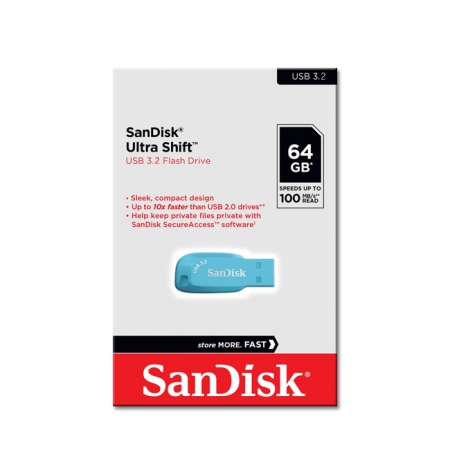SanDisk CZ410 Ultra Shift 64GB USB 3.2 隨身碟 天空藍（SD-CZ410-BB-64G）