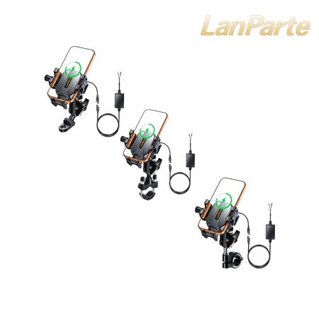 LanParte 迷你減震機車快扣手機支架（無線充電版） 摩托車/機車/自行車/腳踏車/電動車