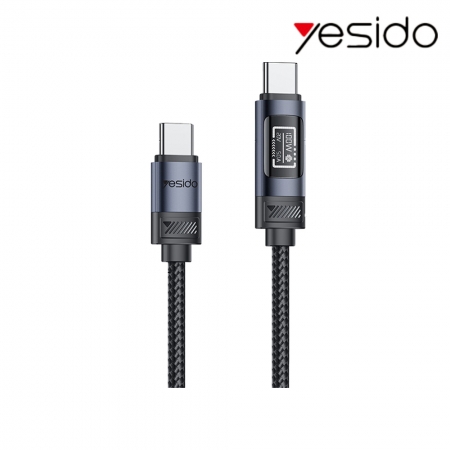 yesido CA202 Type-C to Type-C 數顯充電線（PD100W）（1.2M） PD超級快充線 閃充線