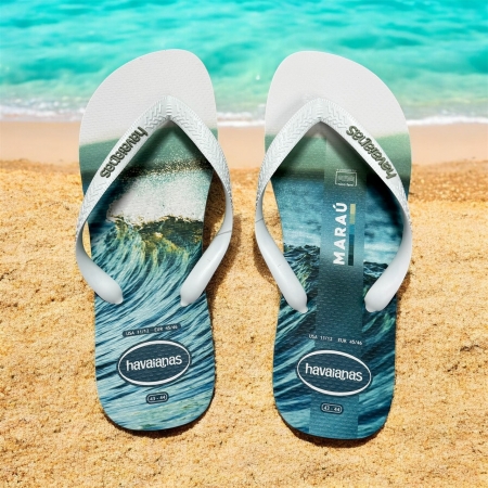 【哈瓦士havaianas】 巴西人字拖  男款 Top Surfer/馬拉烏海邊（白）