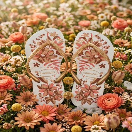 【哈瓦士havaianas】 巴西 人字拖  女款 Slim Organic/非洲菊白
