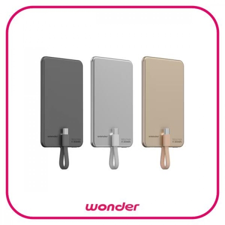 【好買點數放大】【WONDER】 自帶線極薄磁吸行動電源3000mAh WA-P383