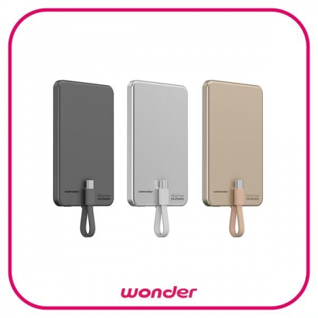 【好買點數放大】【WONDER】  自帶線極薄磁吸行動電源5000mAh WA-P375