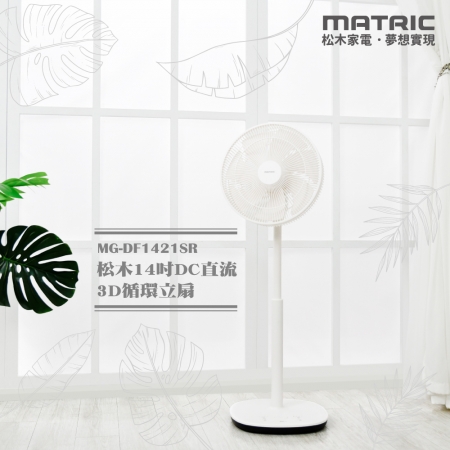 【MATRIC 松木家電】14吋DC直流循環立扇（3D擺頭、循環0死角） MG-DF1421SR
