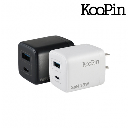 KooPin 38W氮化鎵 雙孔PD＋QC 手機急速快充充電器 C＋A