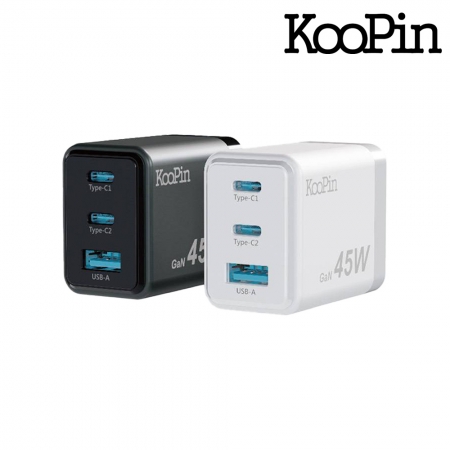 KooPin 45W氮化鎵 雙USB-C＋USB-A手機快充充電器 2C1A