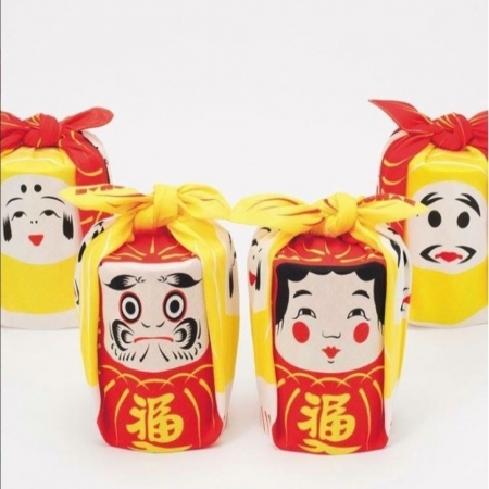 京都風呂敷包巾-cochae 中巾-達摩不倒翁（限時85折/售價已是折扣價）