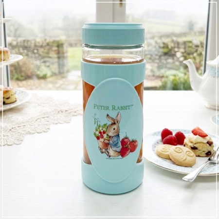 【PETER RABBIT 比得兔】比得兔時尚玻璃隨身杯-附手把