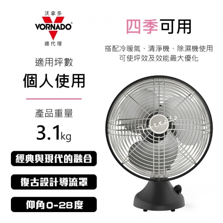 【VORNADO 沃拿多】再造經典復古扇-霧黑 （SWANSB-TW21）
