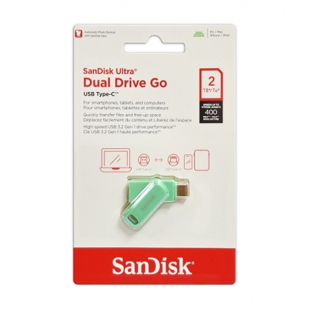 SanDisk【2TB】Ultra GO TYPE-C 雙用 OTG 旋轉隨身碟 400MB/s 手機 平板適用 草本綠（SD-DDC3-AG-2TB）