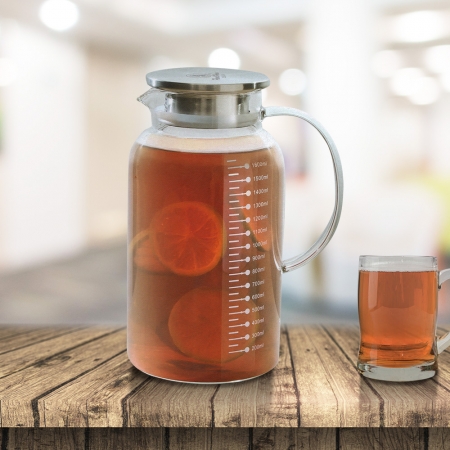 寶馬牌圓型多功能雙用玻璃壺-1600ml-1入