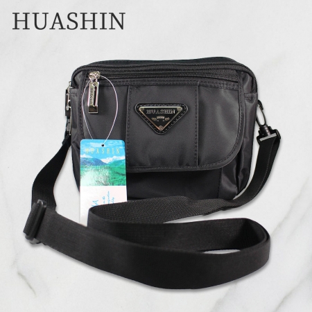 HUASHIN 男用休閒多功能上掀式前袋拉鍊側背包/腰包 B9
