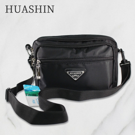 HUASHIN 男用休閒拉鍊多功能三層側背包/腰包 B103
