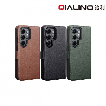 QIALINO SAMSUNG 三星 S26 Ultra 5G 荔枝紋皮套（二合一） 牛皮 側翻皮套