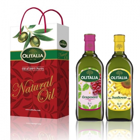 Olitalia 奧利塔 葡萄籽油1000ml＋葵花油1000ml禮盒組