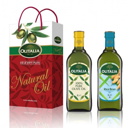 Olitalia 奧利塔 PURE純橄欖油1000ml＋玄米油1000ml禮盒組