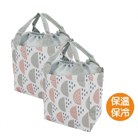 北歐風半圓圖束口保溫保冷袋 Y-2526超值2入