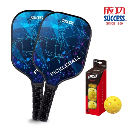 成功SUCCESS 玻纖匹克拍（初階） S2903 超值2入組＋室外匹克球（3入）（比賽規格） S2906