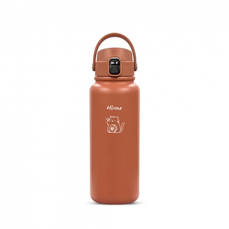 日本HIRONE 304不鏽鋼內膽暖暖杯800ml-彈蓋款（珊瑚紅） DG1000D10002