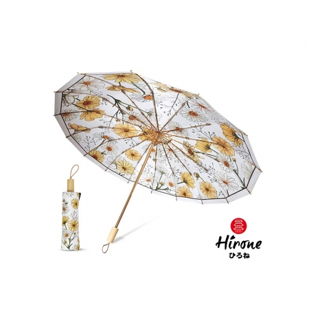 日本HIRONE 日系風格彩膠晴雨傘-黃雛菊 LZ10100407