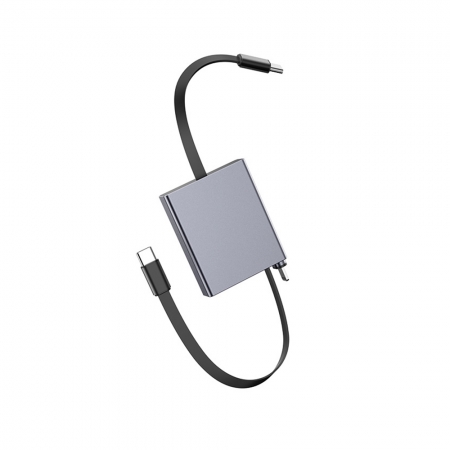 QinD Type-C 鋁合金單拉伸縮充電線（66W）（1M） 傳輸線