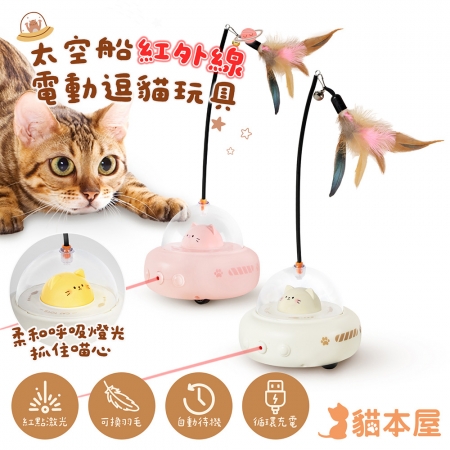 【好買點數放大】貓本屋 太空船紅外線 電動逗貓玩具
